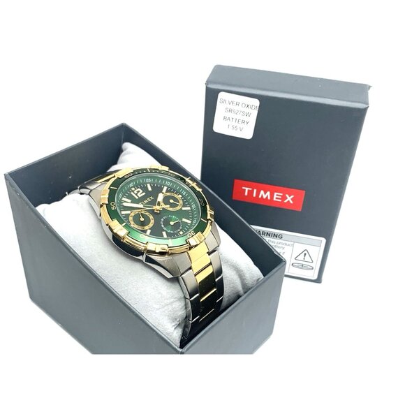 Timex Men's Watch TW2V78700 Quartz Green  Dial Two Tone Stainless Steel 45mm - Picture 3 of 15